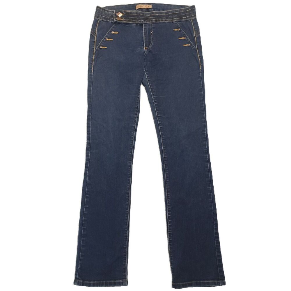 Watch LA Jeans Girls Size 9 Stretch Blue Denim USA Button Details